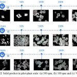 Figure 2. Solid product in pilot-plant scale: (a) 300 rpm, (b) 500 rpm and (c) 700 rpm